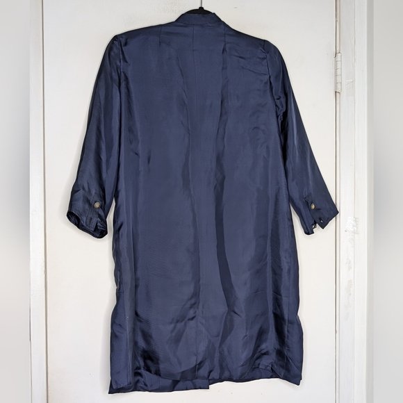 RARE!! 1970S CHANEL CREATIONS PHILIPPE GUIBOURGE Button Down Silk Dress in Blue - Picture 2 of 5